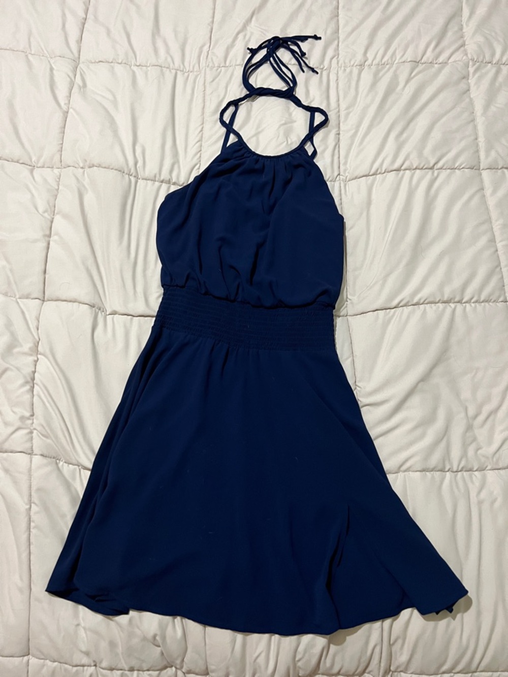 BeBop Navy One-Shoulder Halter Dress